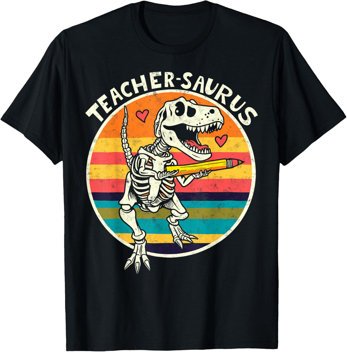 Vintage Teachersaurus Like A Normal Teacher But More Awesome T-Shirt - Black