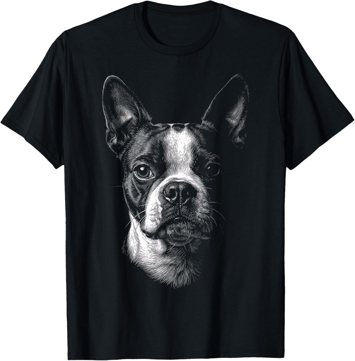 Boston Terrier Portrait T-Shirt - Black