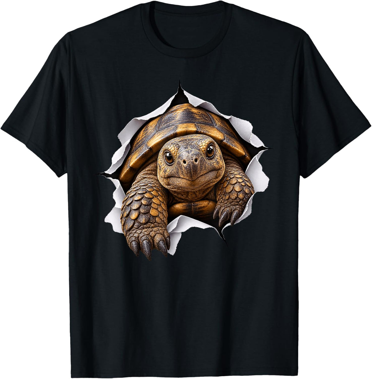 Funny Tortoise Peeking Cute Zoo Animal Lover T-Shirt - Black