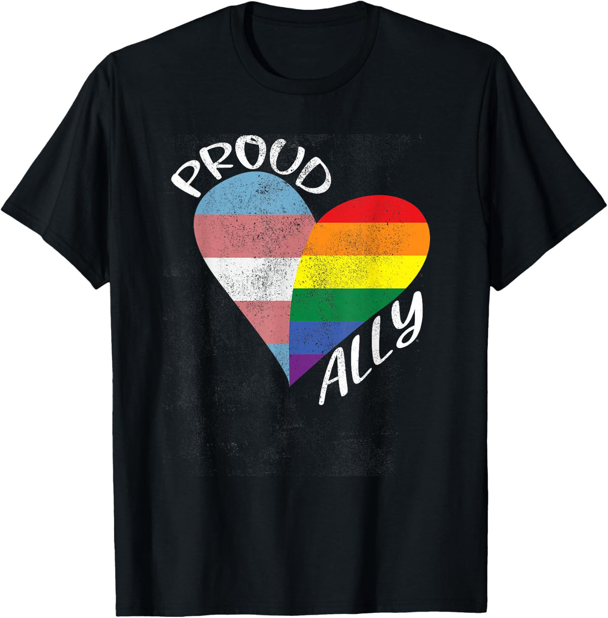 Proud Ally LGBT Heart Gay Pride Month T-Shirt - Black