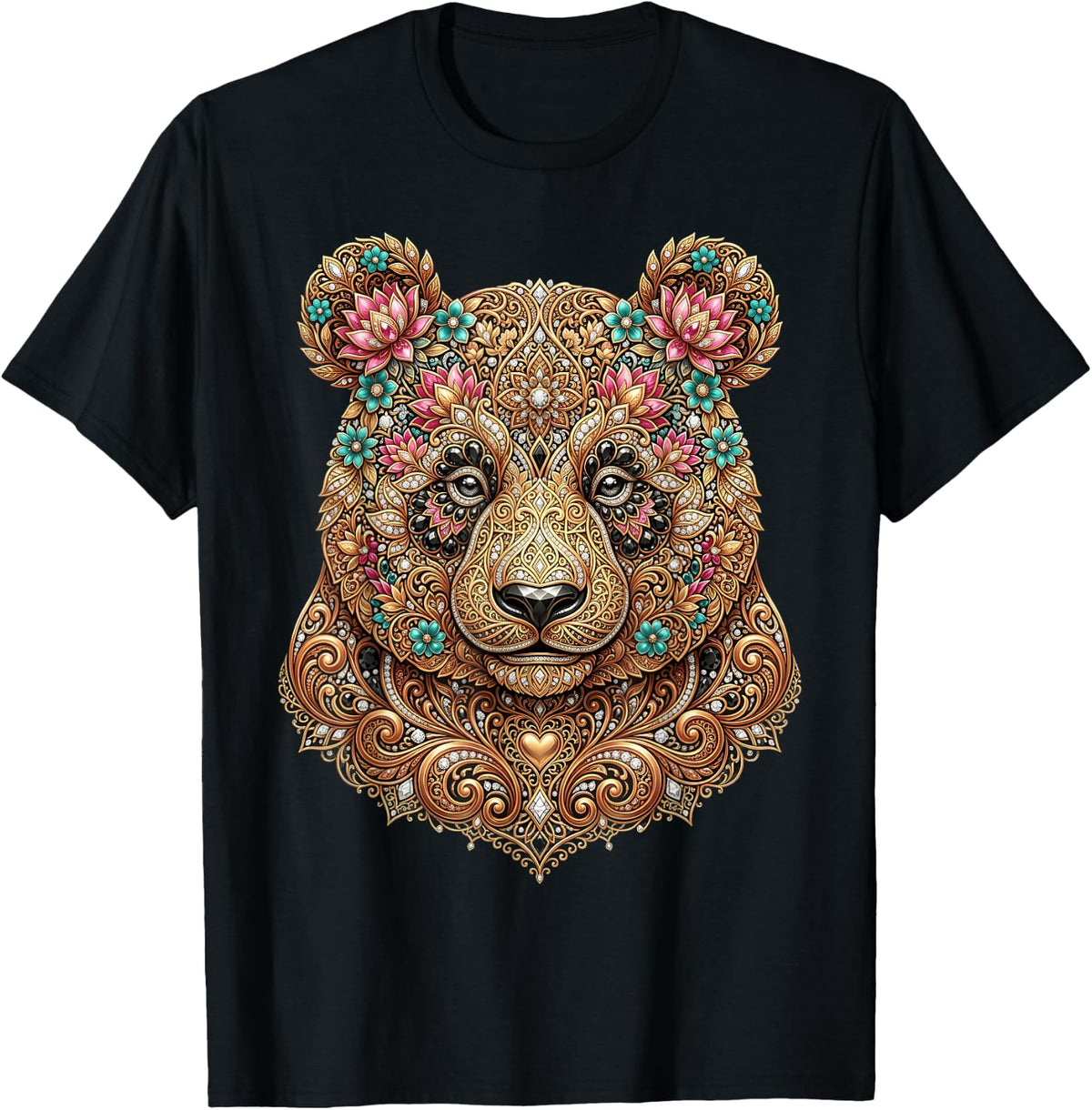 Panda Graphic Motif Animal Funny Panda Bear T-Shirt - Black