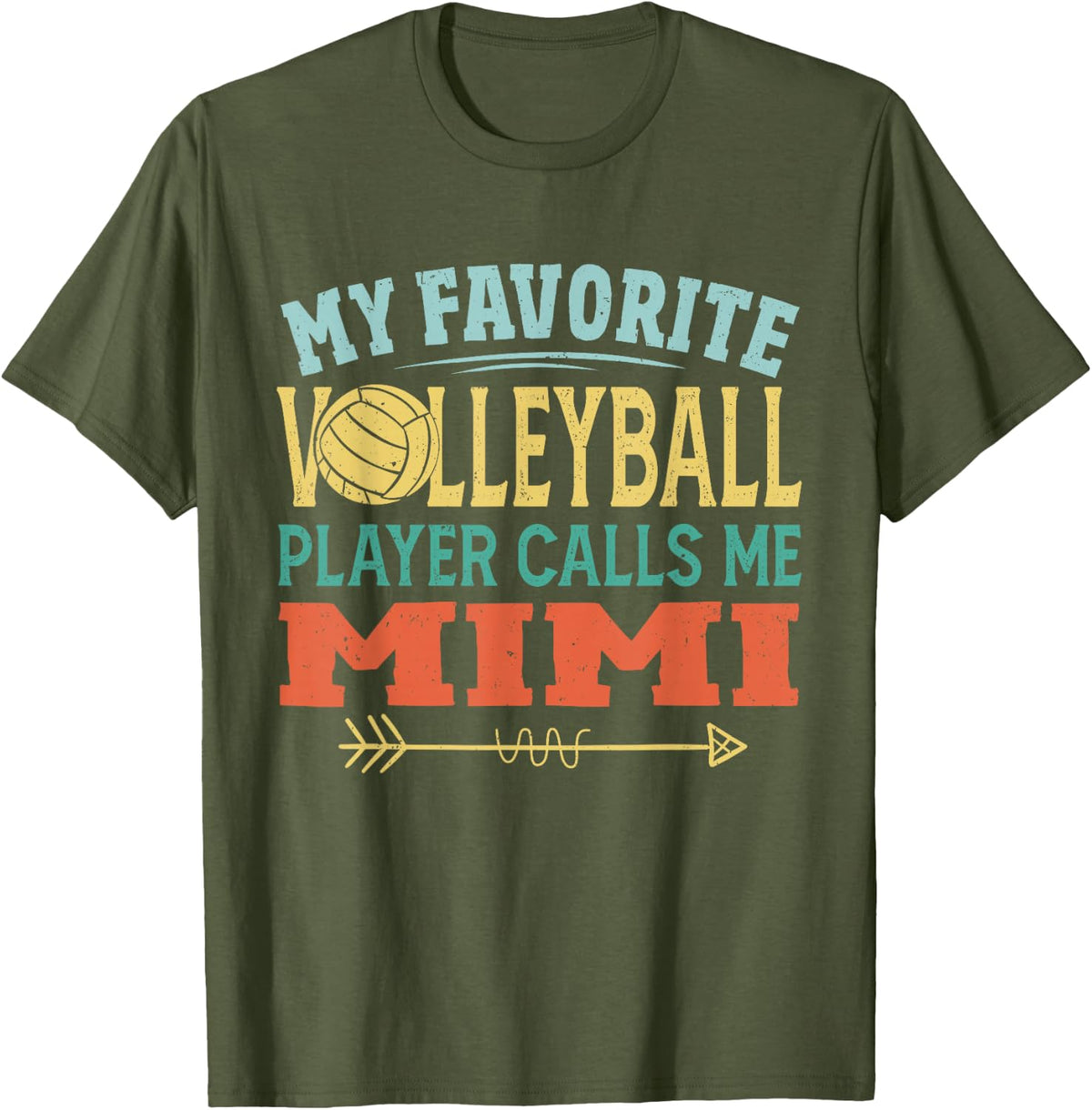 Vintage My Favorite Volleyball Player Calls Me Mimi T-Shirt - Olive Green