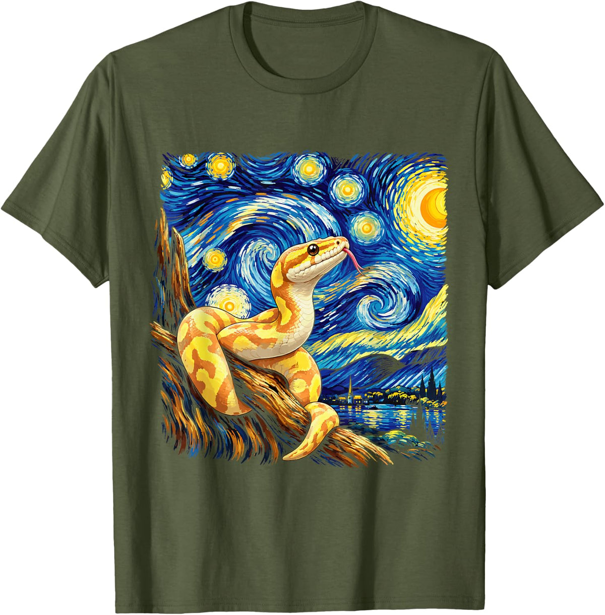 Ball Python Lover Food Enclose Starry Banana Ball Python T-Shirt - Olive Green