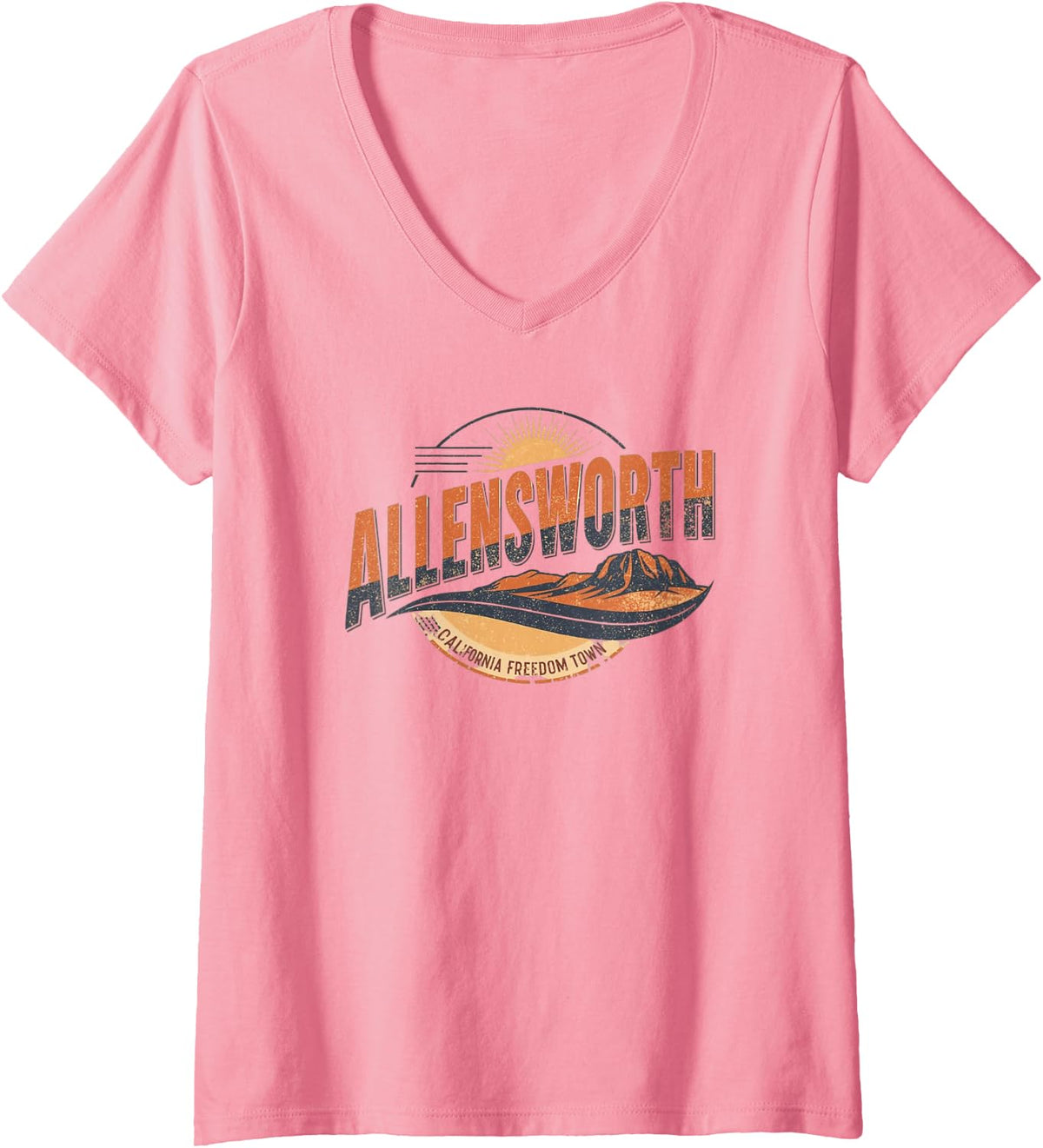 Women's Allensworth California Black History Month African American V-Neck T-Shirt - Pink