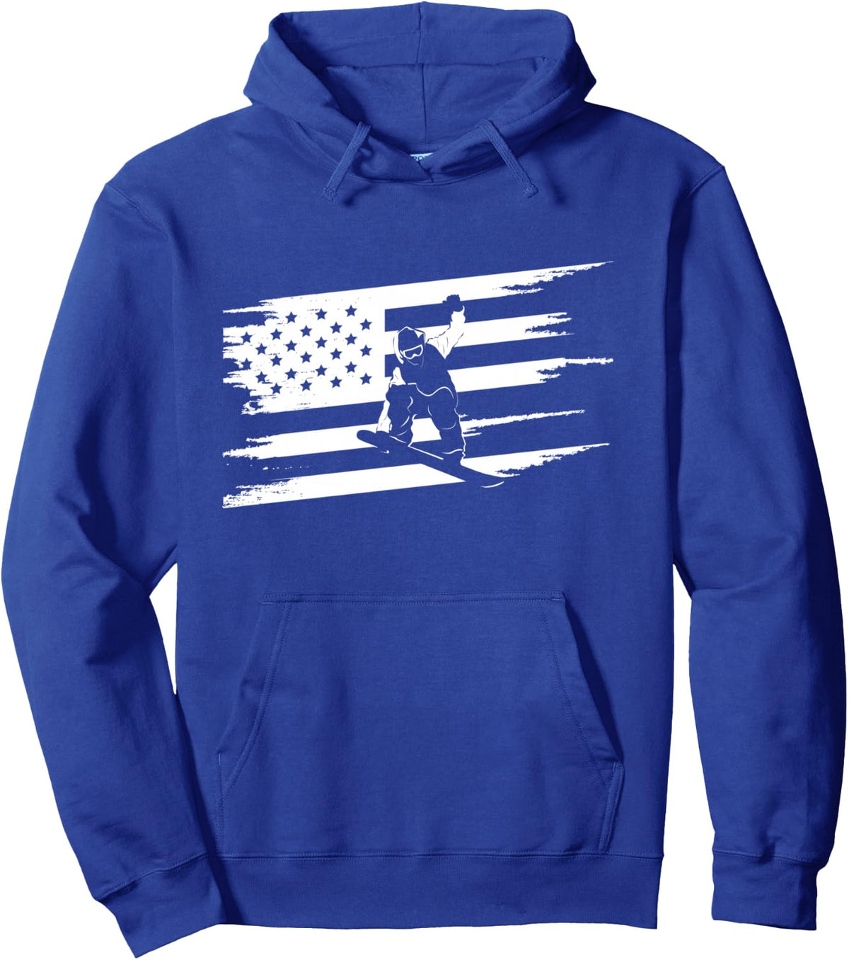 Snowboard Clothing for Snowboarders American Flag Snowboard Pullover Hoodie - Men's Classic Black Long Sleeve Hooded Neck