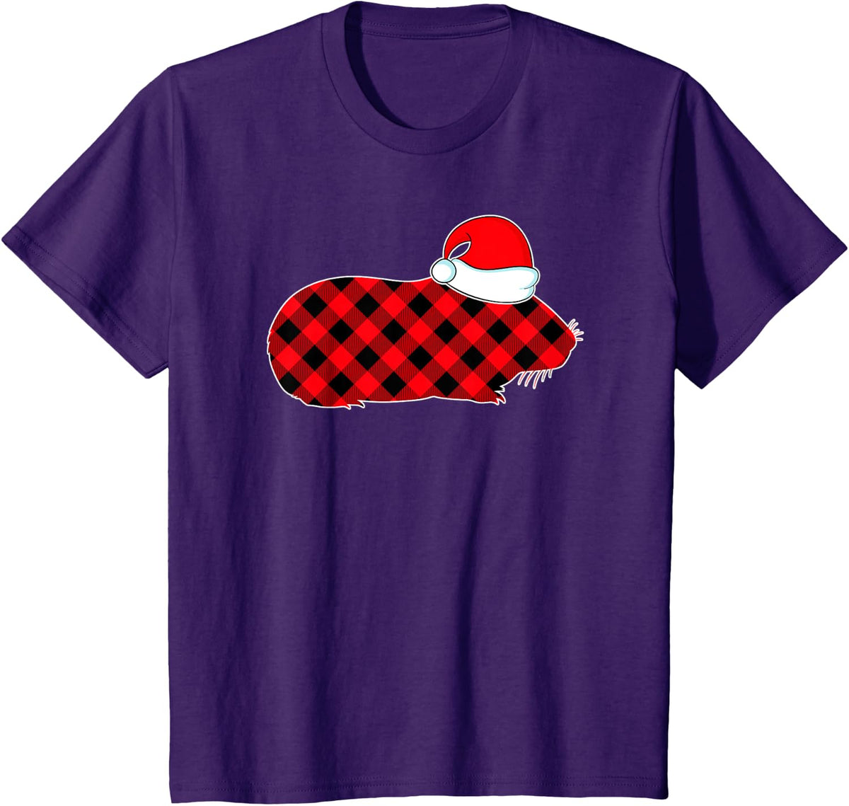 Red Plaid Guinea Pigs Pajama Family Buffalo Christmas Gifts T-Shirt - Purple