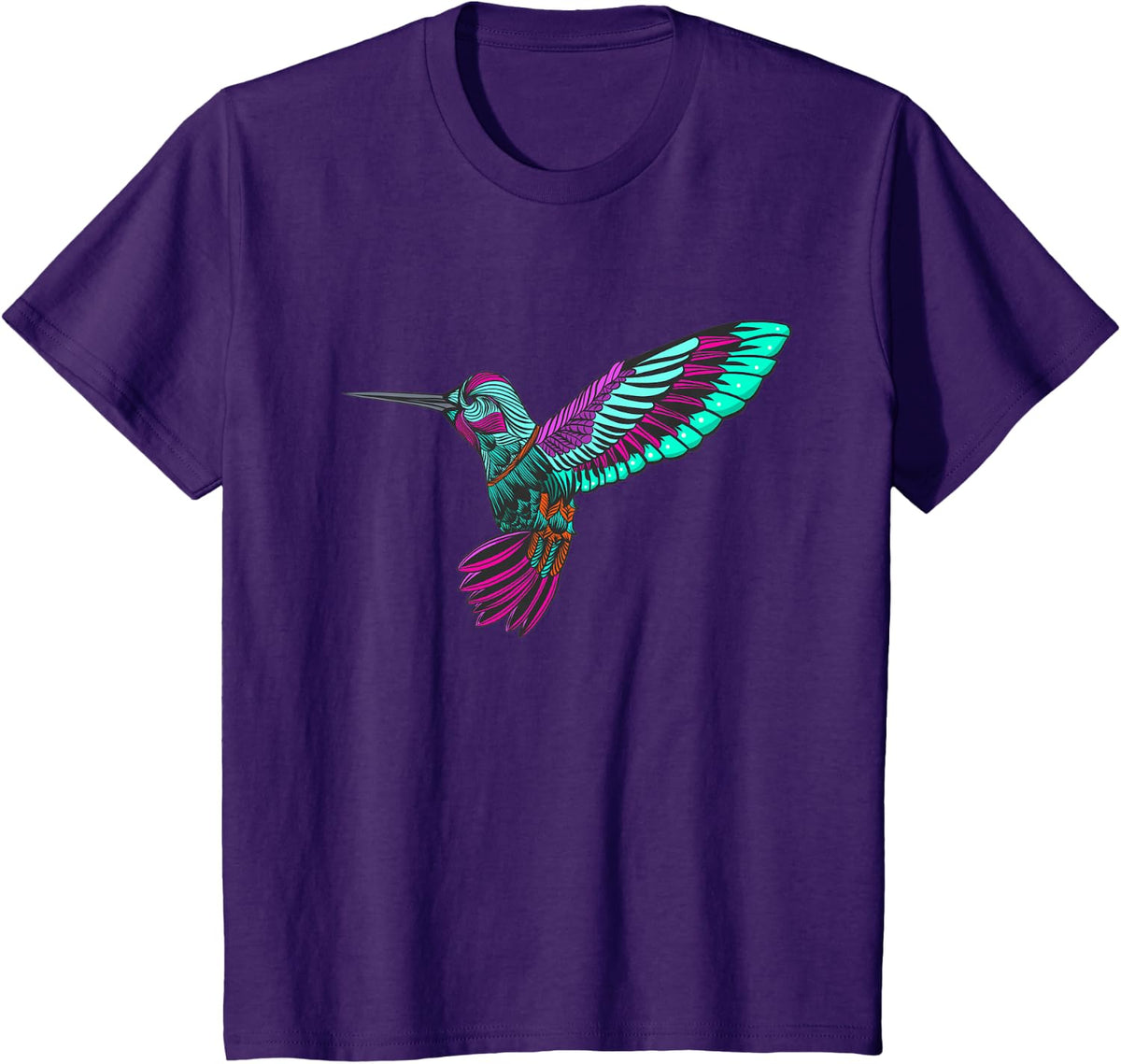 Colorful Hummingbird Spring Garden Bird Summer T-Shirt - Purple