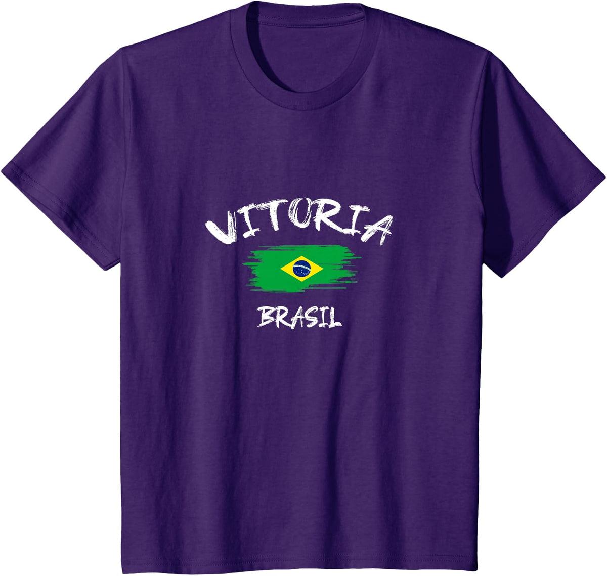 Vitoria Brasil Souvenir Brazilian Country Flag Brushed T-Shirt - Purple