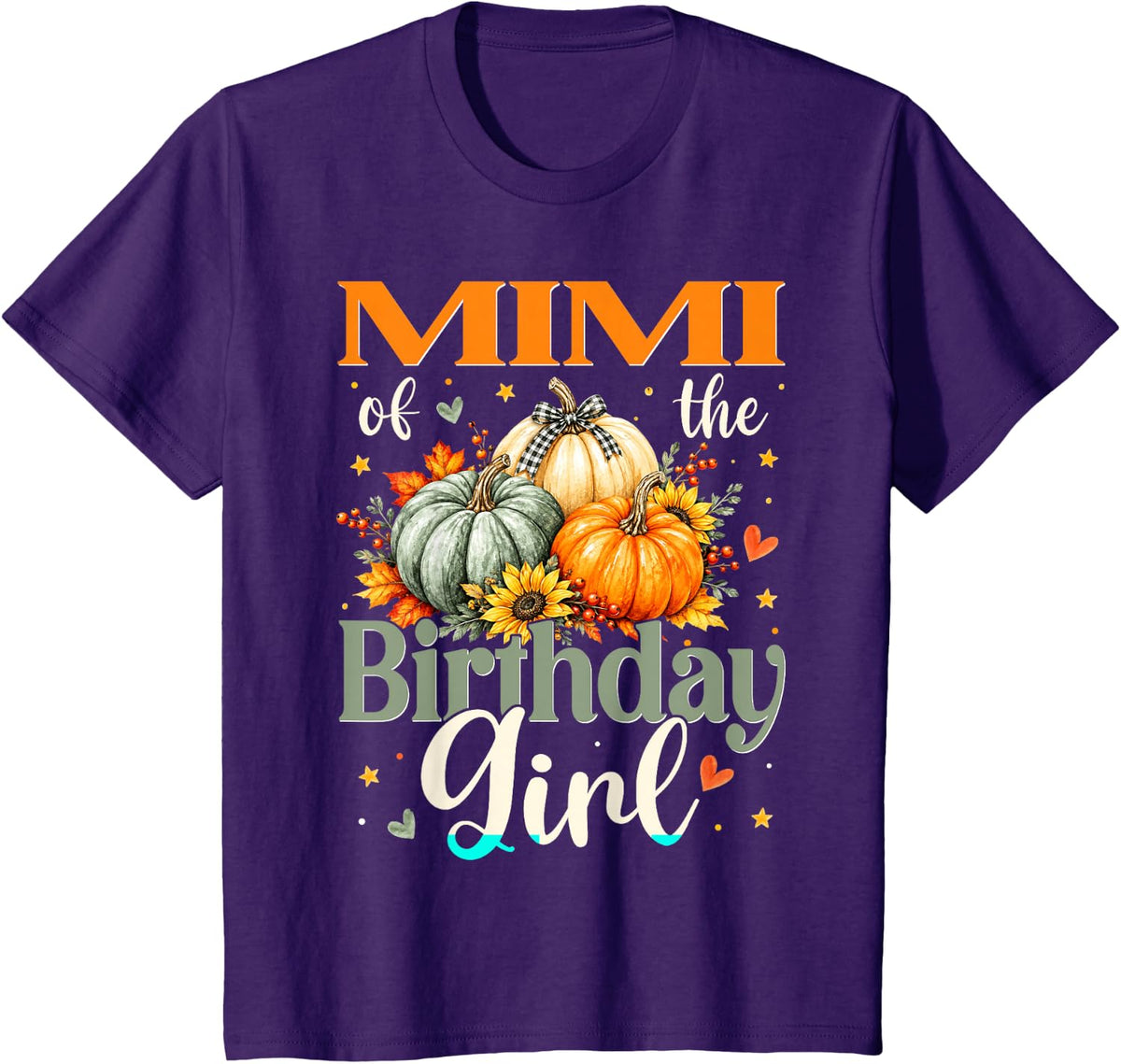 Mimi of The Birthday Girl Pumpkin Thanksgiving Family T-Shirt - Purple