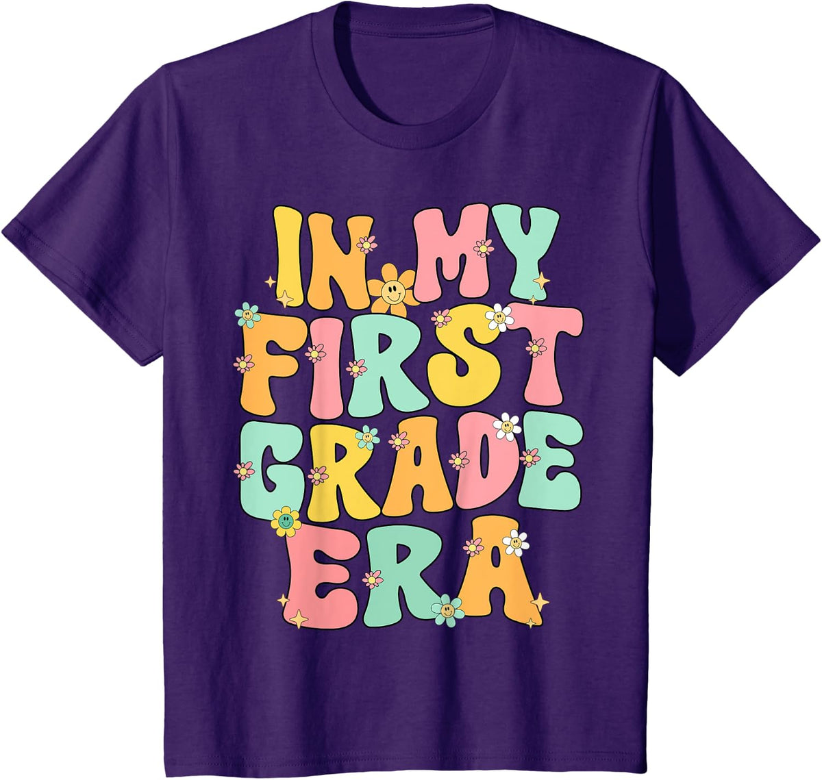 In My 1st Grade Era Groovy First Grade Back To School Cute Men Women Kids T-Shirt - Purple