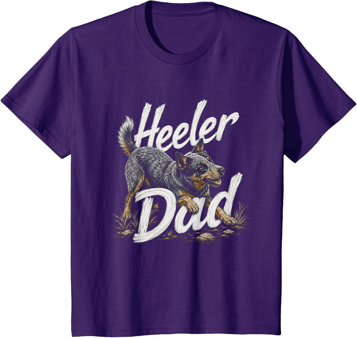 Australian Cattle Dog Blue Heeler Dad Artwork Design T-Shirt - Purple