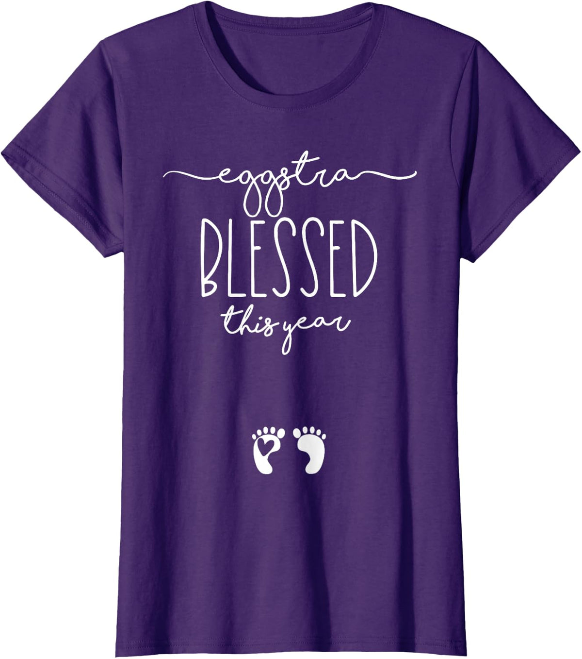 Womens Easter Pregnancy Baby Announcement Eggstra Blessed This Year T-Shirt - Purple