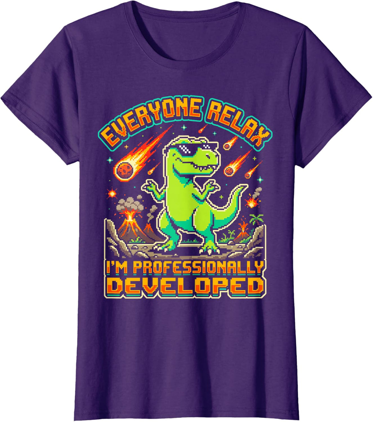 Pixel Everyone Relax I'm Professionally Developed T-Shirt - Purple