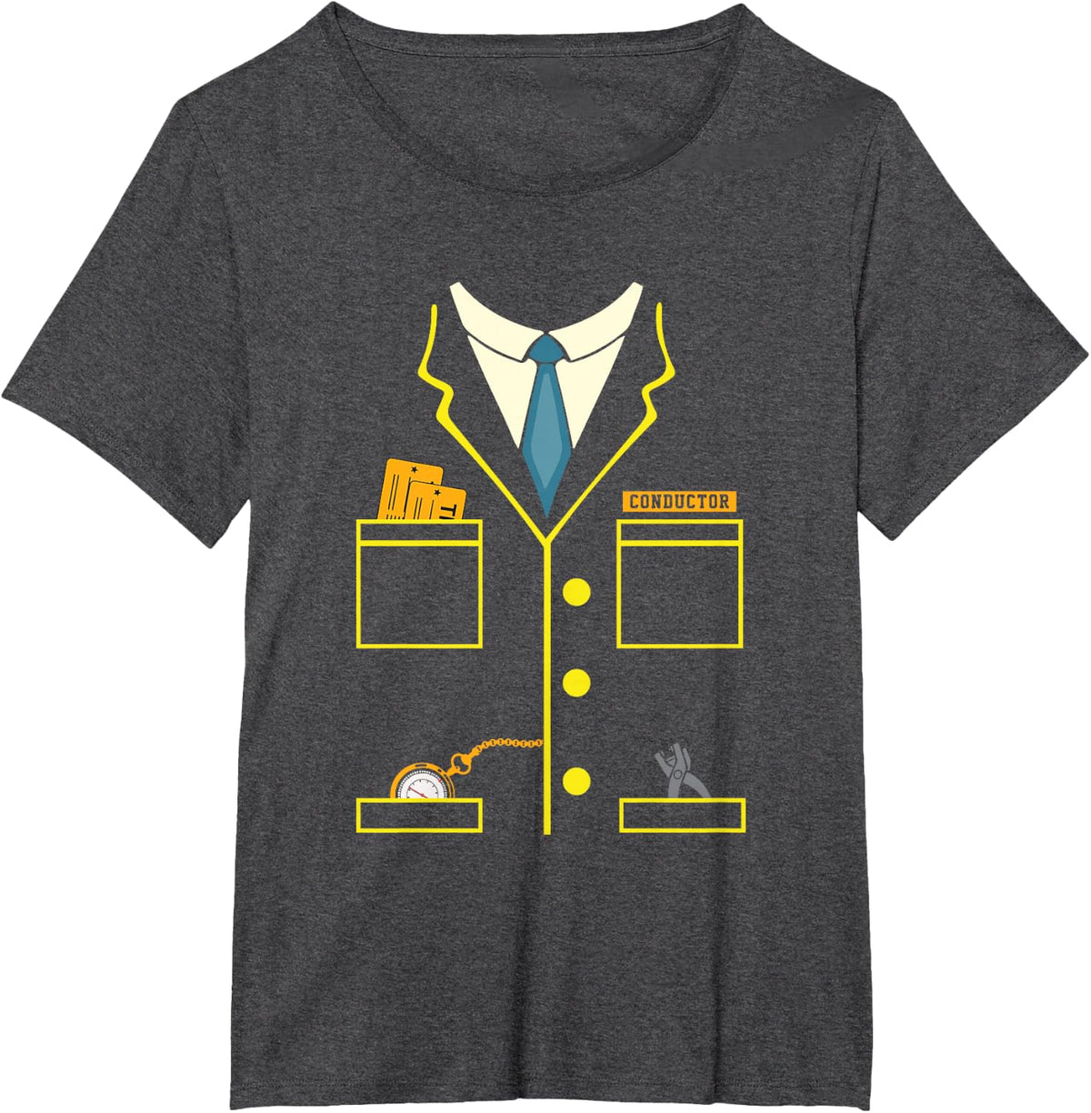 Train Conductor Train Driver Train Costume Railroad T-Shirt - Dark Heather Grey