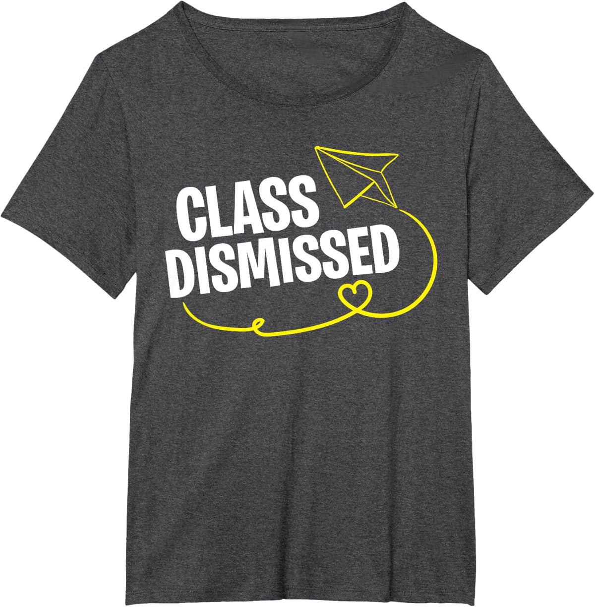 Last Day of School Class Dismissed Paper airplane Teacher Men Women Kids T-Shirt - Dark Heather Grey