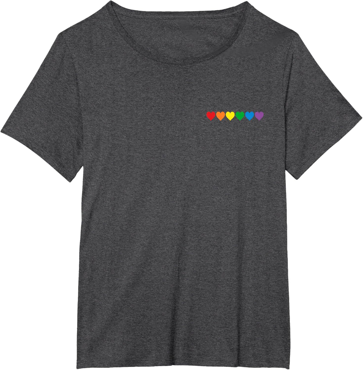 Heart Pocket LGBT Flag Cute Gay Pride Rainbow GLBT Month T-Shirt - Dark Heather Grey