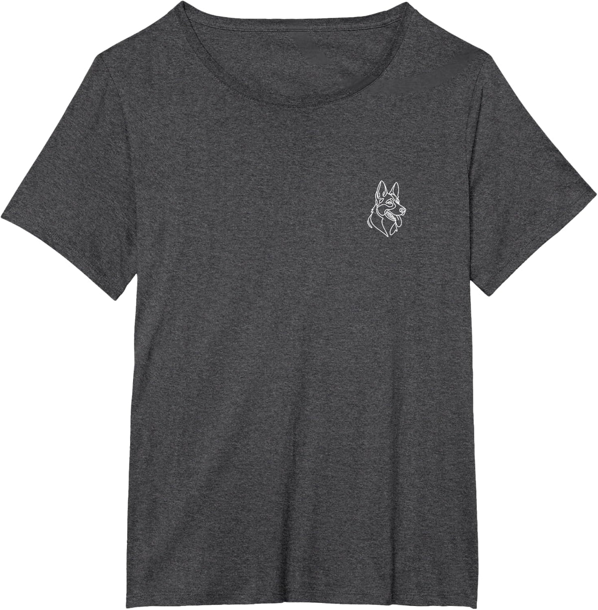 German Shepherd Minimalist Badge Patch Line Art T-Shirt - Dark Heather Grey
