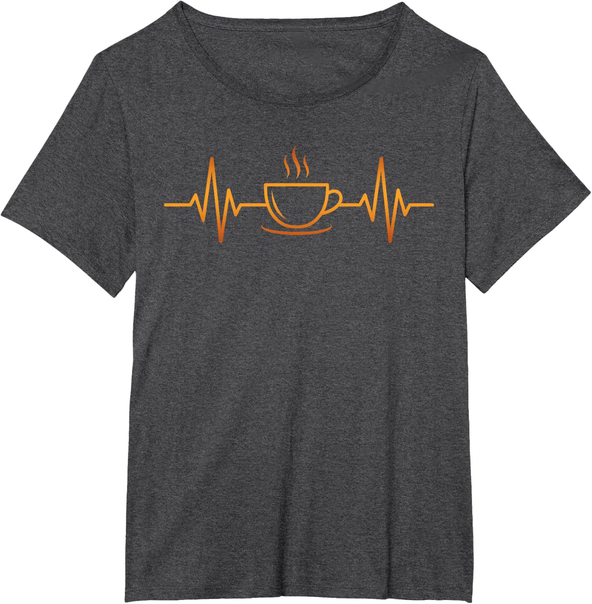 Funny Heartbeat Coffee Cup Frequency Coffee Lover T-Shirt - Dark Heather Grey
