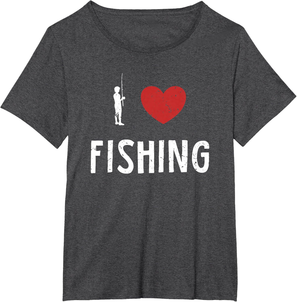I Love Fishing Boat Ice Fisherman Deep Sea Fly Fishing T-Shirt - Dark Heather Grey