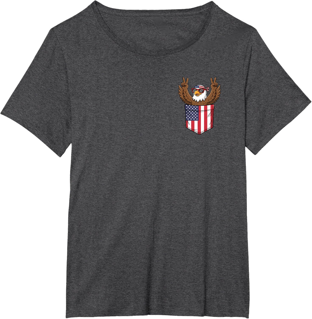 USA Pocket Patriot Eagle - Patriotic American Flag Freedom T-Shirt - Dark Heather Grey