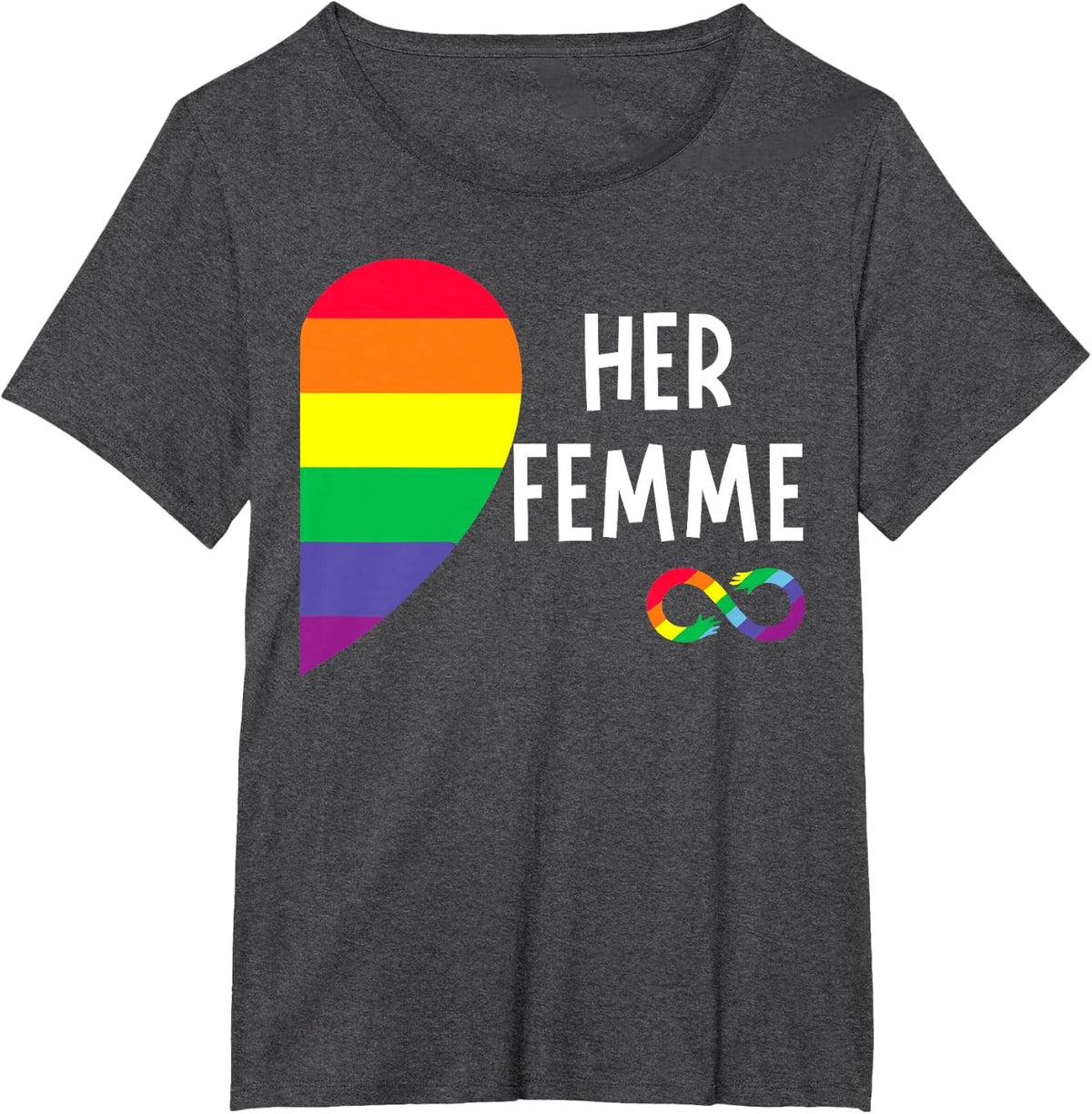 Her Fem Gay Pride Month LGBT Pride LGBTQ Pride Lesbian Flag T-Shirt - Dark Heather Grey