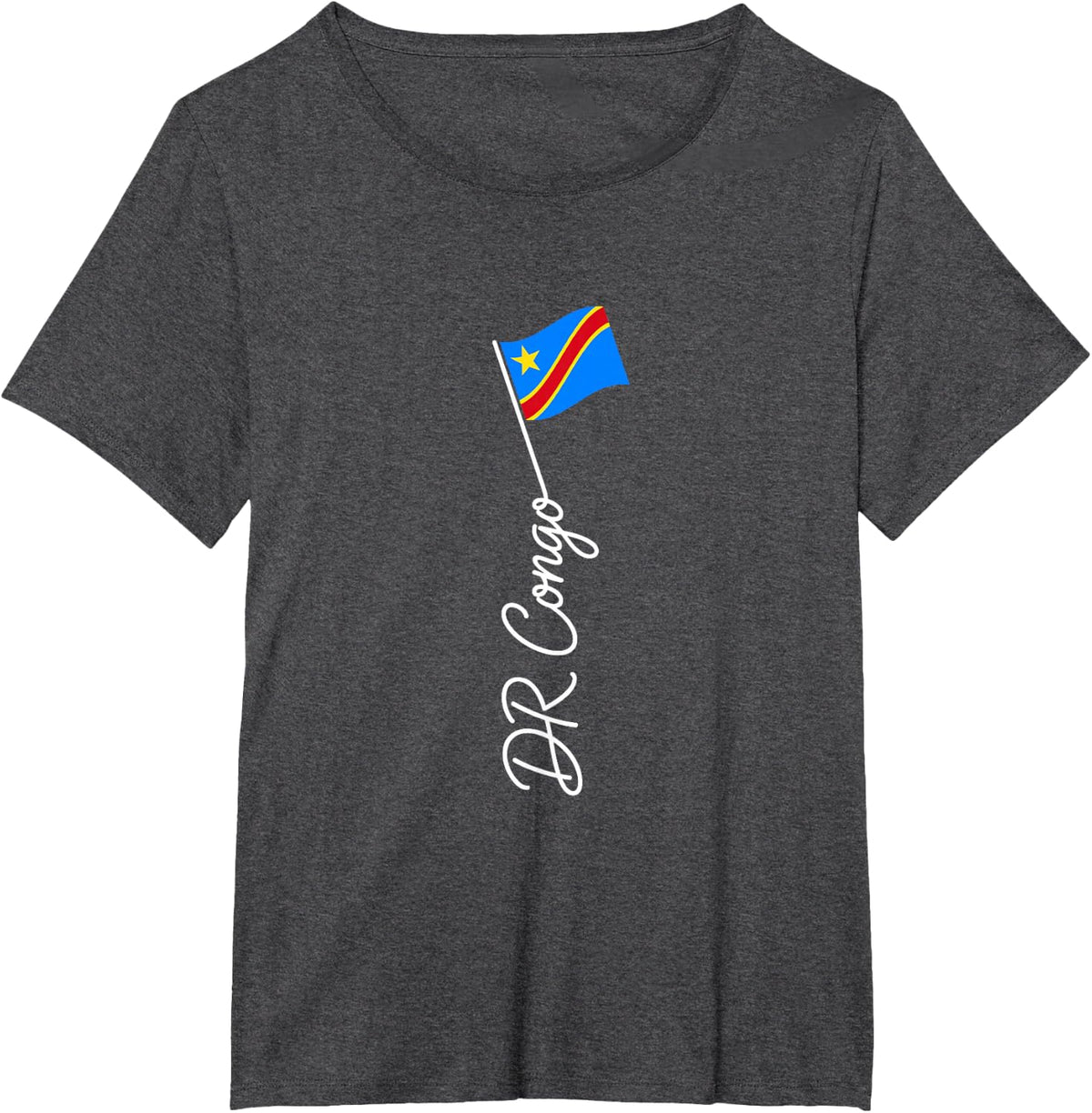 DR Congo Signature Flag Pole - Patriotic Congolese Flag T-Shirt - Dark Heather Grey