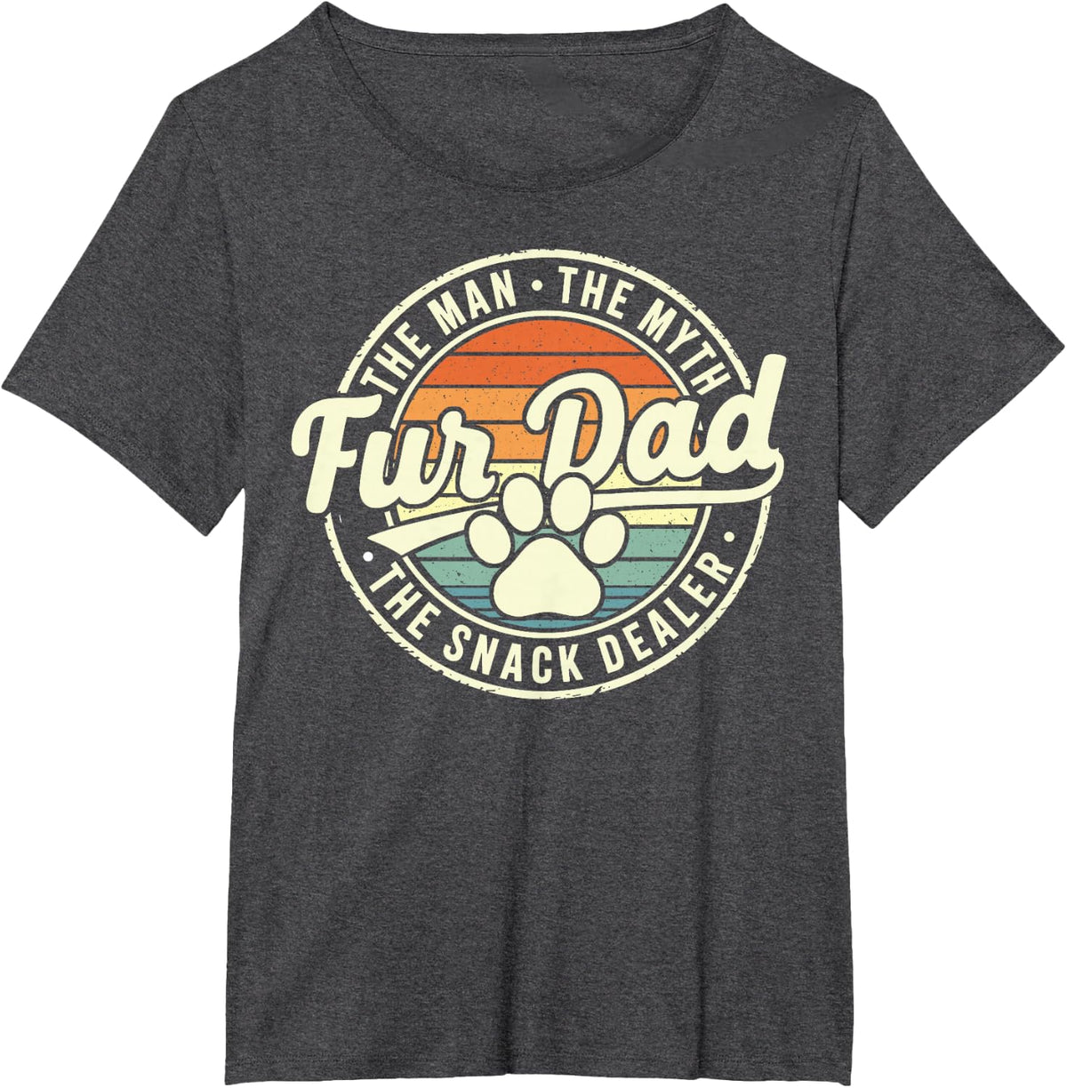 Fur Dad Man Myth Snack Dealer Funny Paw Cat Dog Father's Day T-Shirt - Dark Heather Grey
