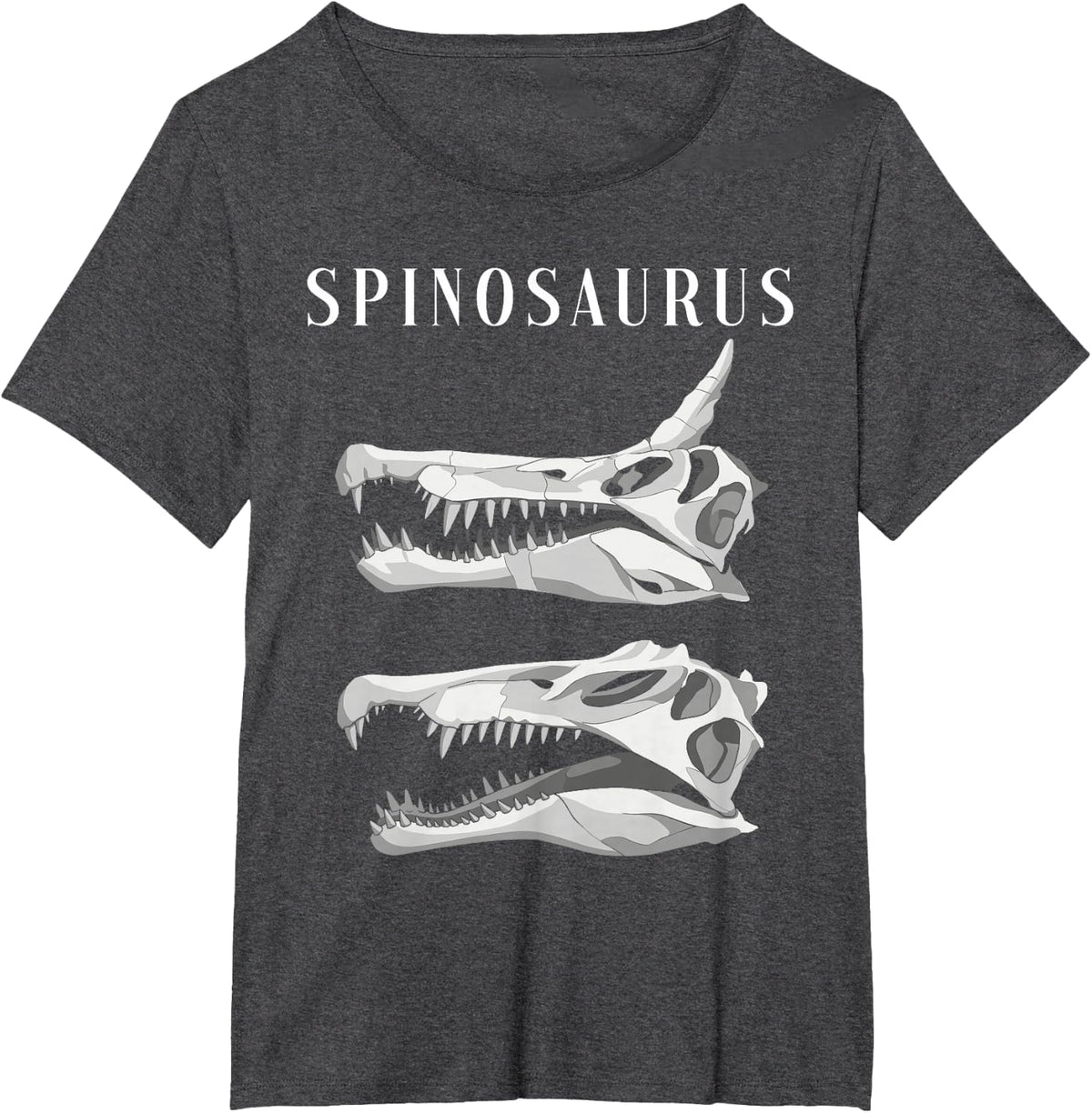 Spinosaurus Mirabilis New Dinosaur Fossil Skull T-Shirt - Dark Heather Grey