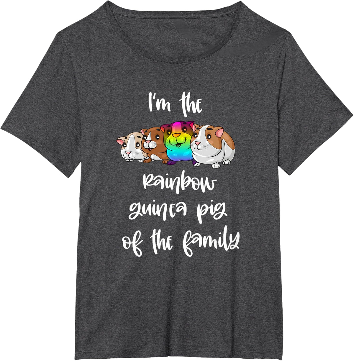 Rainbow Guinea Pig of The Family LGBTQ Colorful Piggy T-Shirt - Dark Heather Grey