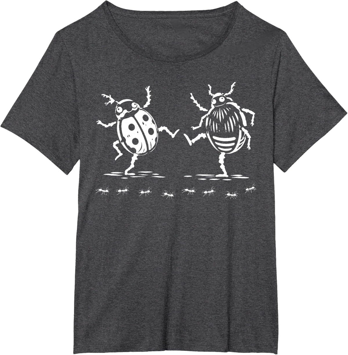 Bugs Music Dancing Lady Bugs Beetle Biology Insect Lover T-Shirt - Dark Heather Grey