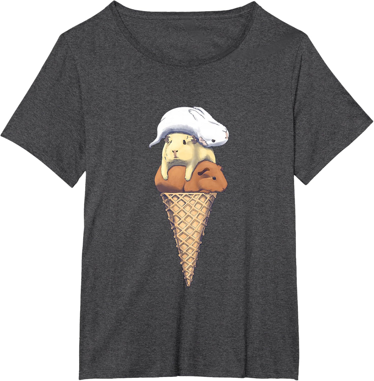 Funny Guinea Pig Ice Cream Men Women Girls Kids T-Shirt - Dark Heather Grey