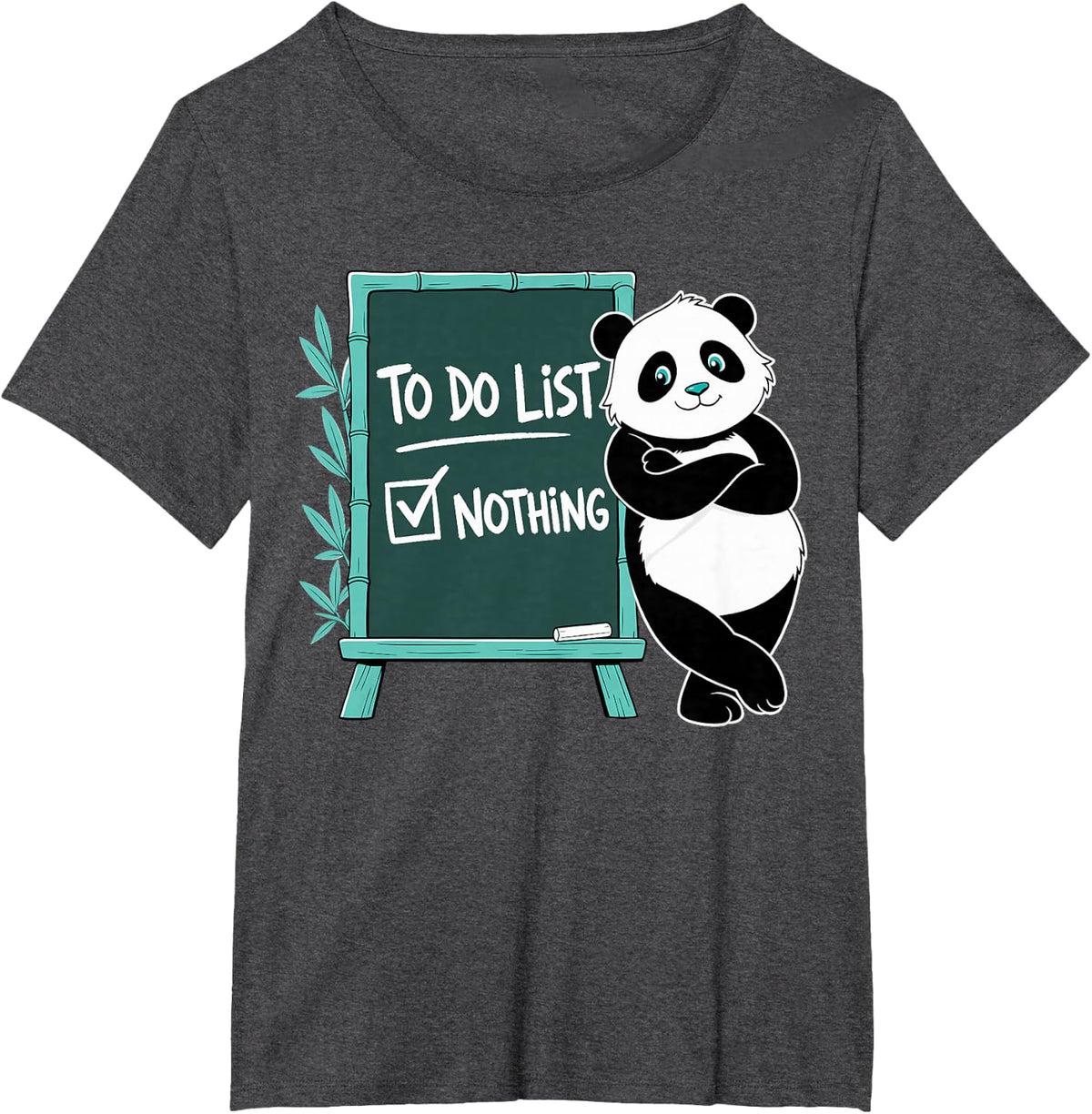 Lazy Panda Bear T-Shirt - Dark Heather Grey