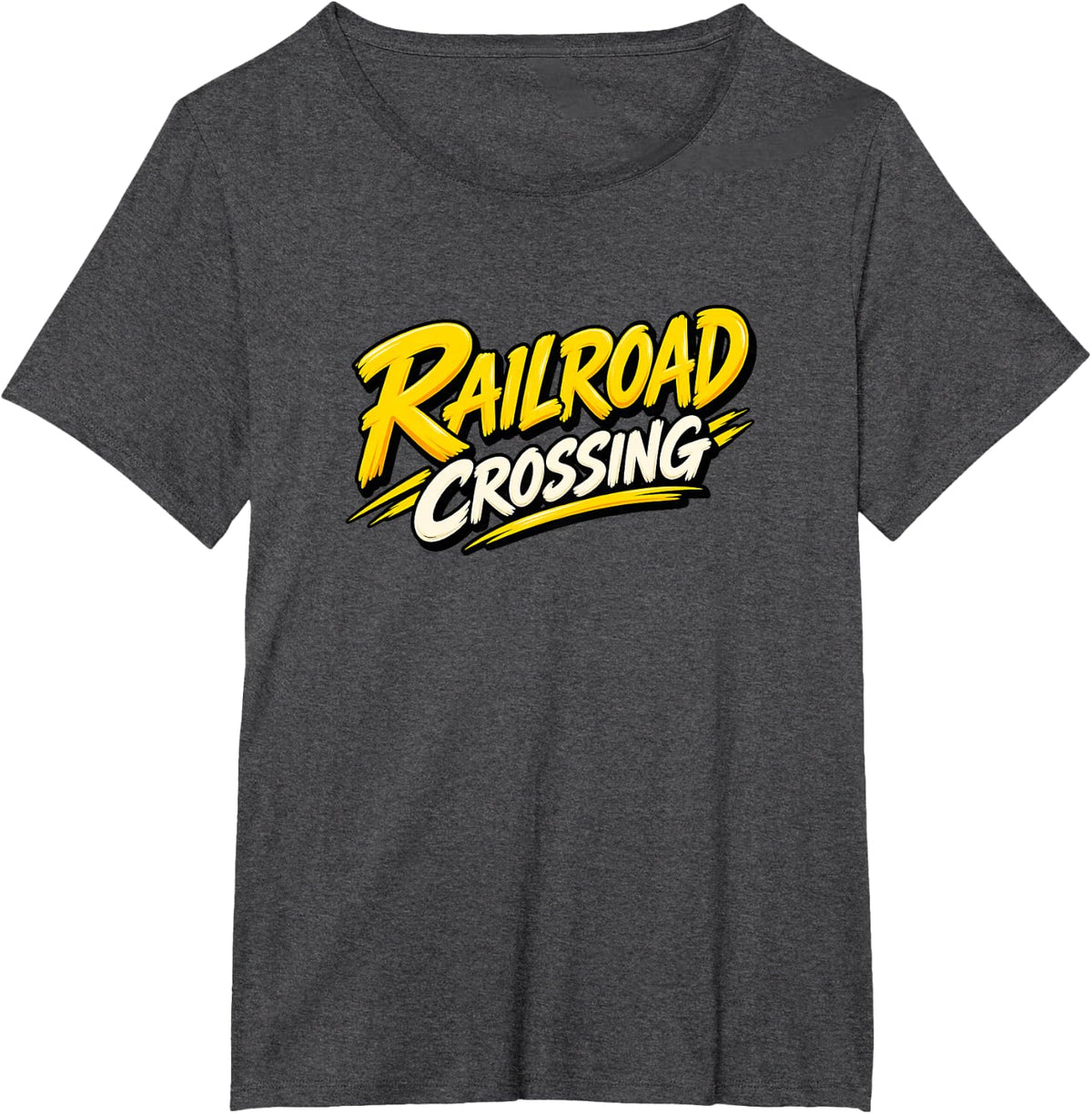Railroad Crossing Railfan Train Humor T-Shirt - Dark Heather Grey