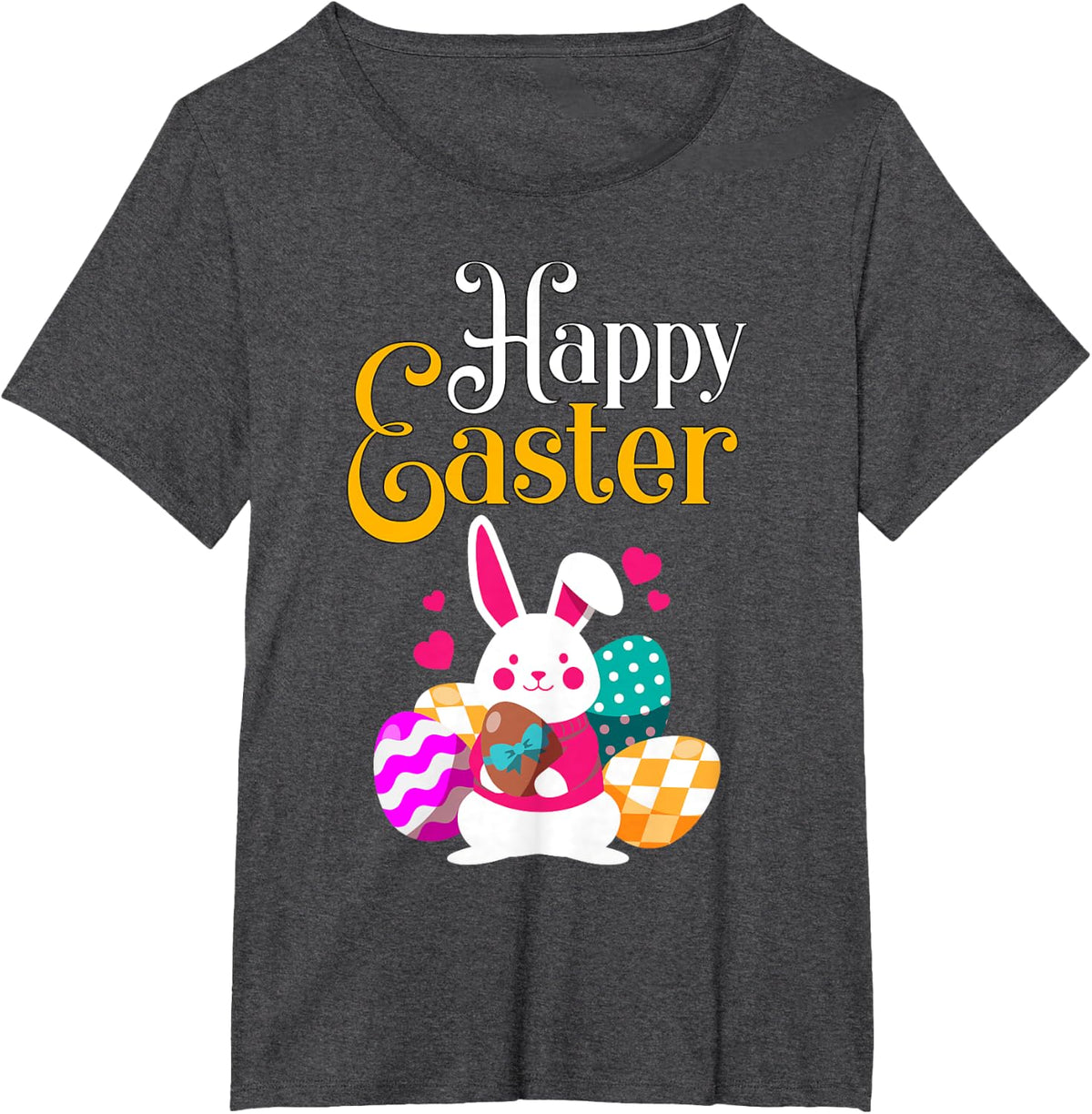 Happy Easter for Girls and Women - Easter T-Shirt - Dark Heather Grey