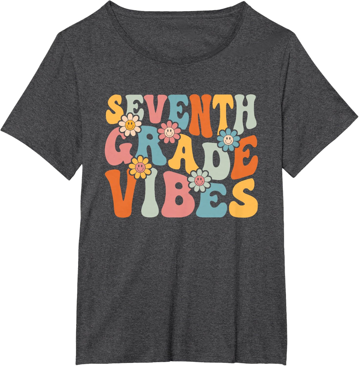 Seventh Grade Vibes Back to School Teachers Students T-Shirt - Dark Heather Grey
