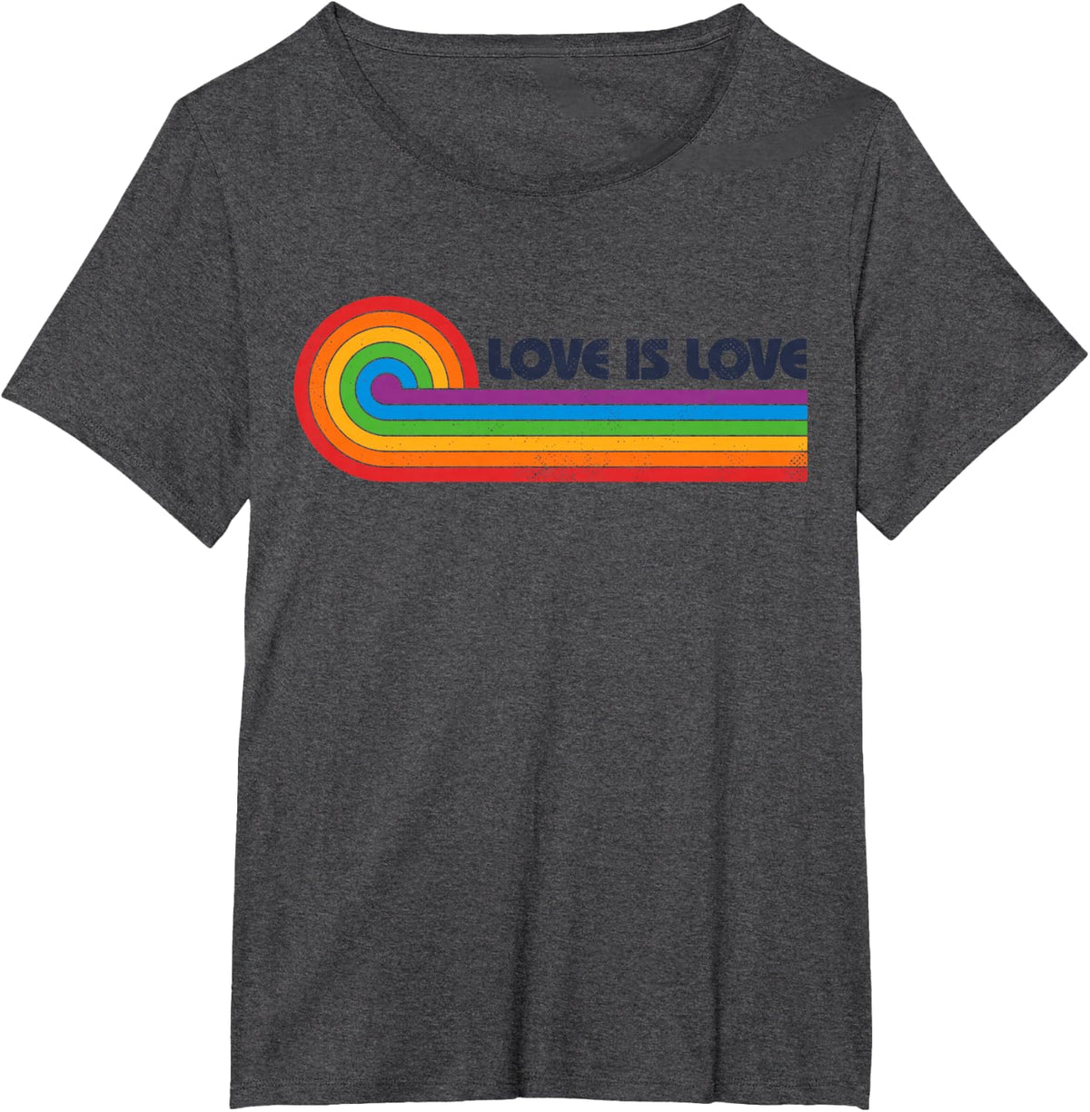 LGBTQ Love is Love Gay Pride LGBT Ally Rainbow Flag Vintage T-Shirt - Dark Heather Grey