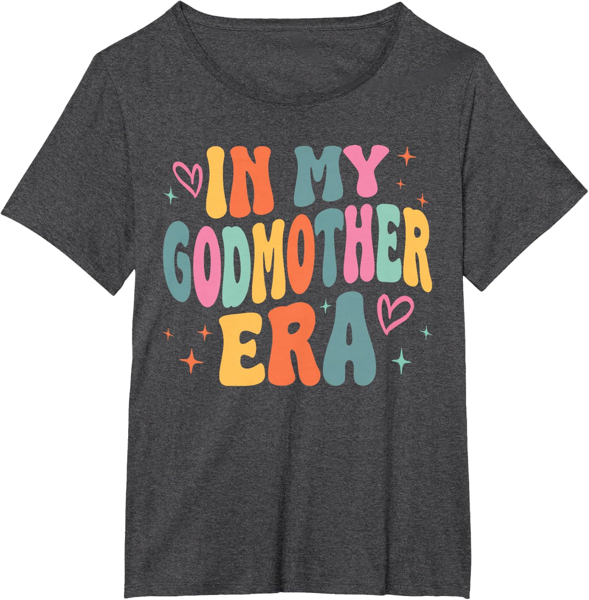 Retro Groovy In My Godmother Era Funny Family Matching T-Shirt - Dark Heather Grey