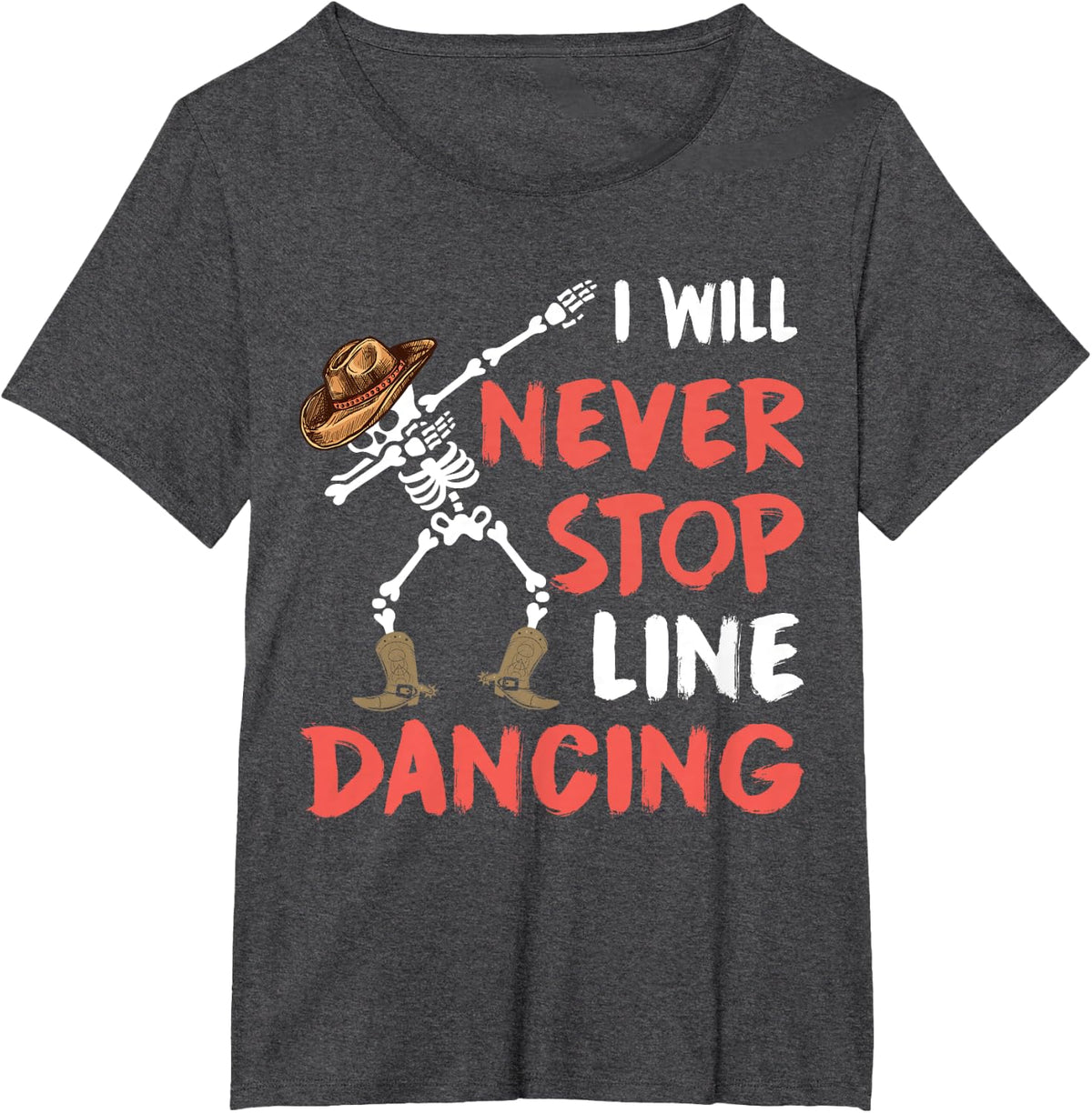 Funny Line Dance Tshirt Dabbing Skeleton Country Dancing T-Shirt - Dark Heather Grey