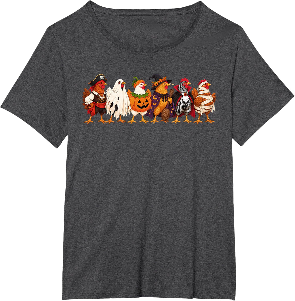 Funny Ghost Skeleton Chicken Spooky Halloween Costumes T-Shirt - Dark Heather Grey
