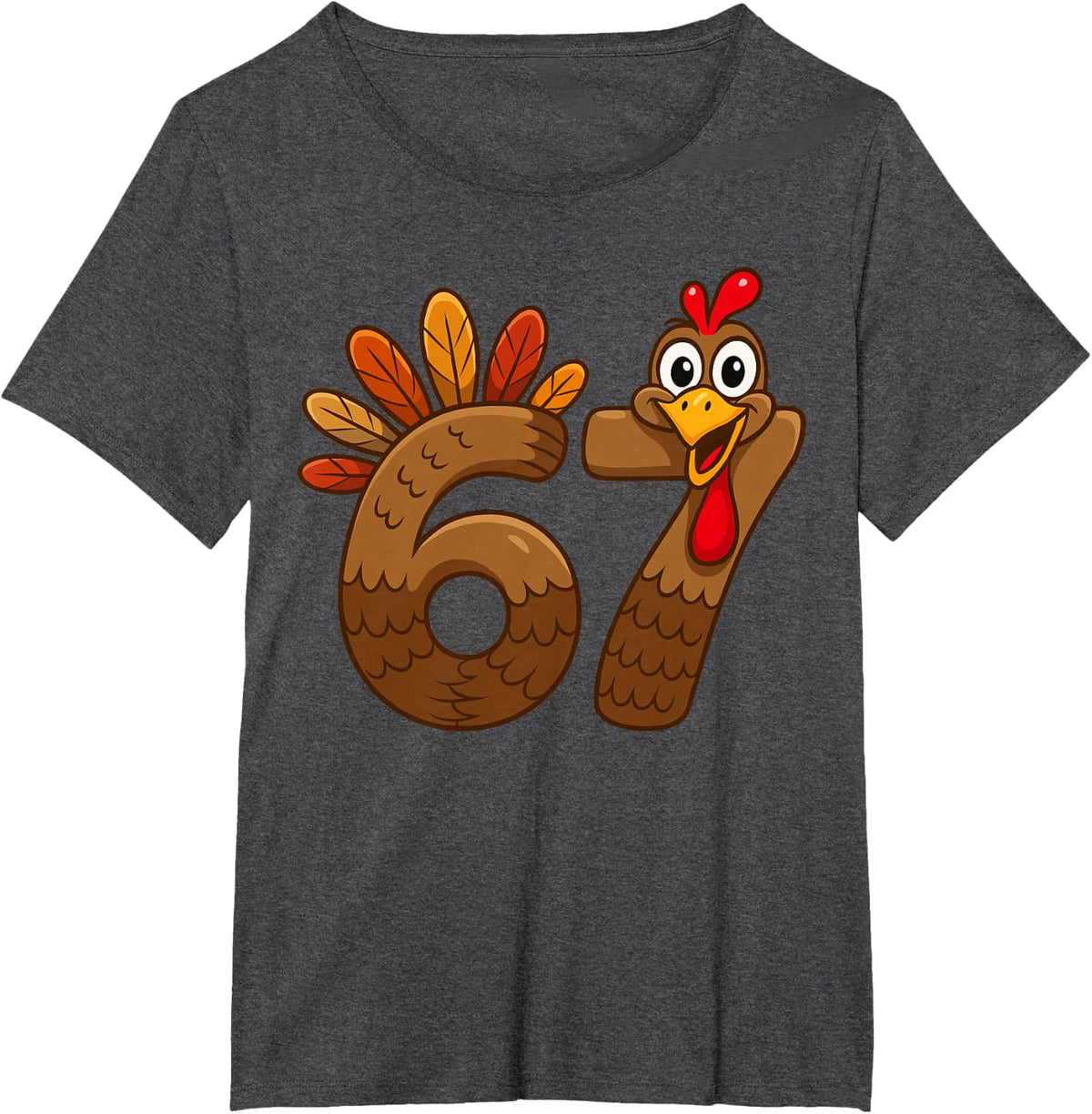 6 7 Meme Humor 6-7 Funny Six Seven Thanksgiving 67 Turkey T-Shirt - Dark Heather Grey