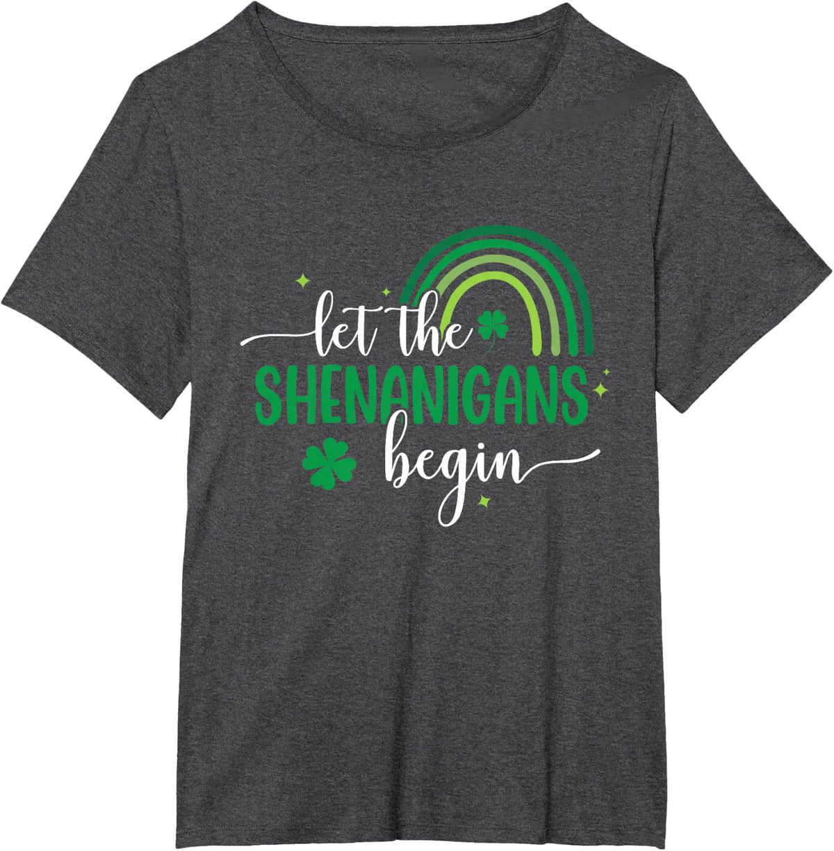 Let The Shenanigans Begin St Patricks Day Lucky Shamrock T-Shirt - Dark Heather Grey