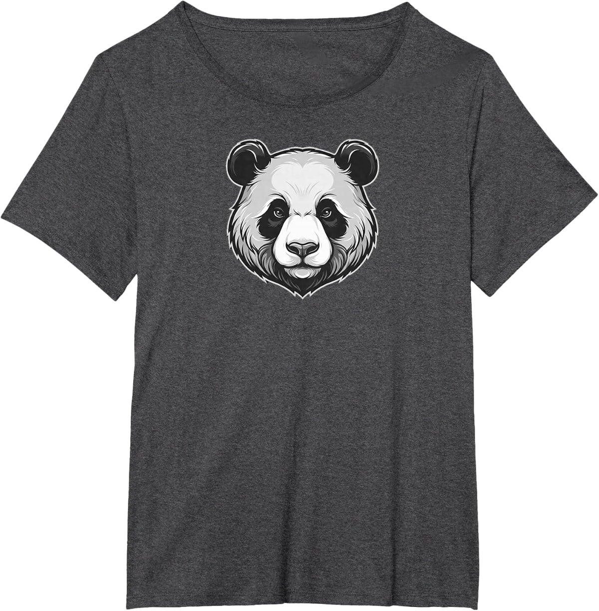 Detailed Giant Panda Bear Head Vector Illustration T-Shirt - Dark Heather Grey
