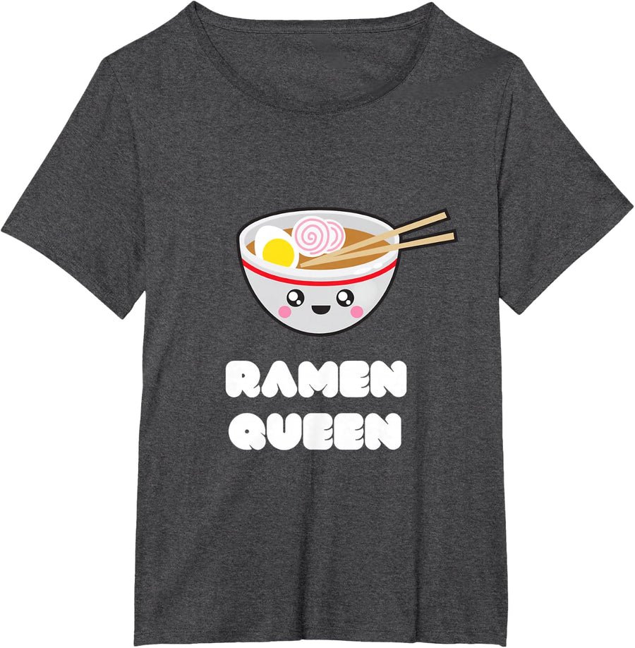 Ramen Queen Kawaii Ramen Foodie Girl's T shirt T-Shirt - Dark Heather Grey