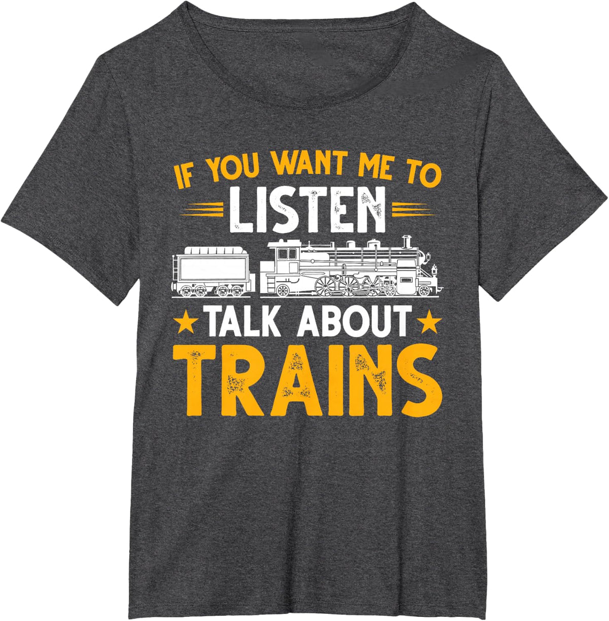 Men Train Talk About Trains Locomotive T-Shirt - Dark Heather Grey