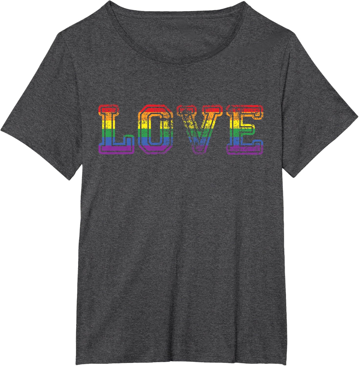 LOVE - LGBT Pride Rainbow Love LGBTQ Pride T-Shirt - Dark Heather Grey