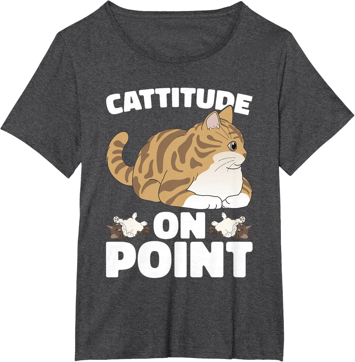 Attitude on Point Funny Cat Pun Sassy Cat Lover T-Shirt - Dark Heather Grey