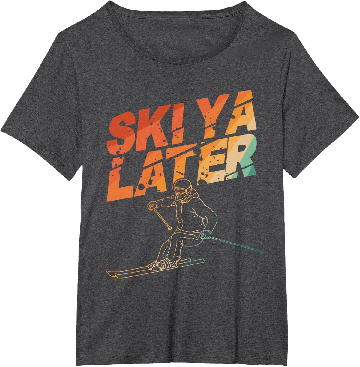 Ski Art For Men Women Snowboard Skiing Winter Snow Skiers T-Shirt - Dark Heather Grey