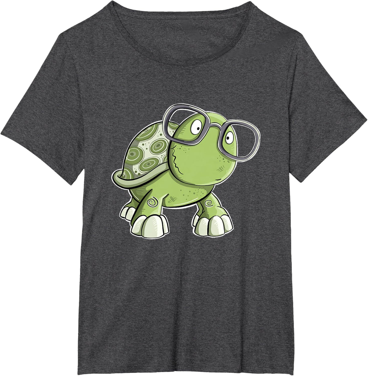 Funny Nerd Turtle With Glasses For Reptile Lover T-Shirt - Dark Heather Grey