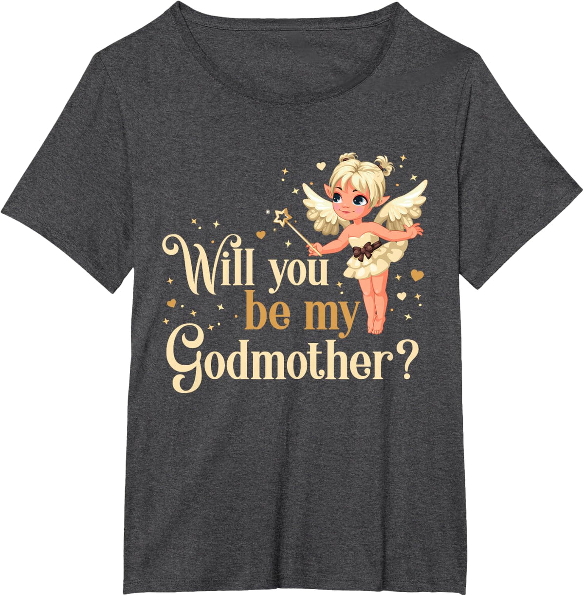 Will you be my godmother? Fairy T-Shirt - Dark Heather Grey