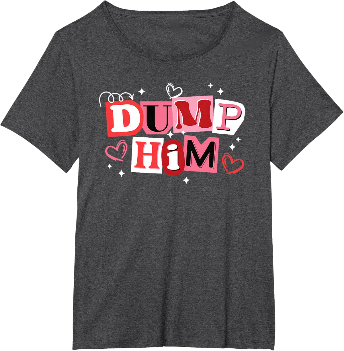 Dump Him Funny Anti Valentines Breakup T-Shirt - Dark Heather Grey